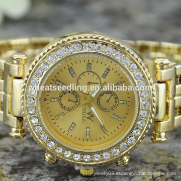 2015 Relojes grandes del mens del rhinestone del oro del nuevo diseño muñecas grandes